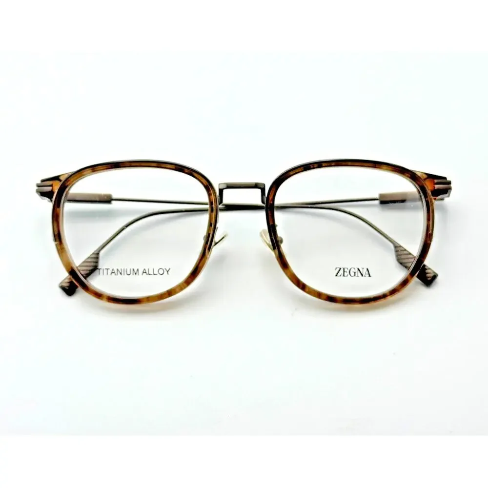 Ermenegildo Zegna Eyeglasses Frames EZ5337-D 048 Light Brown Geometric 52-20-145